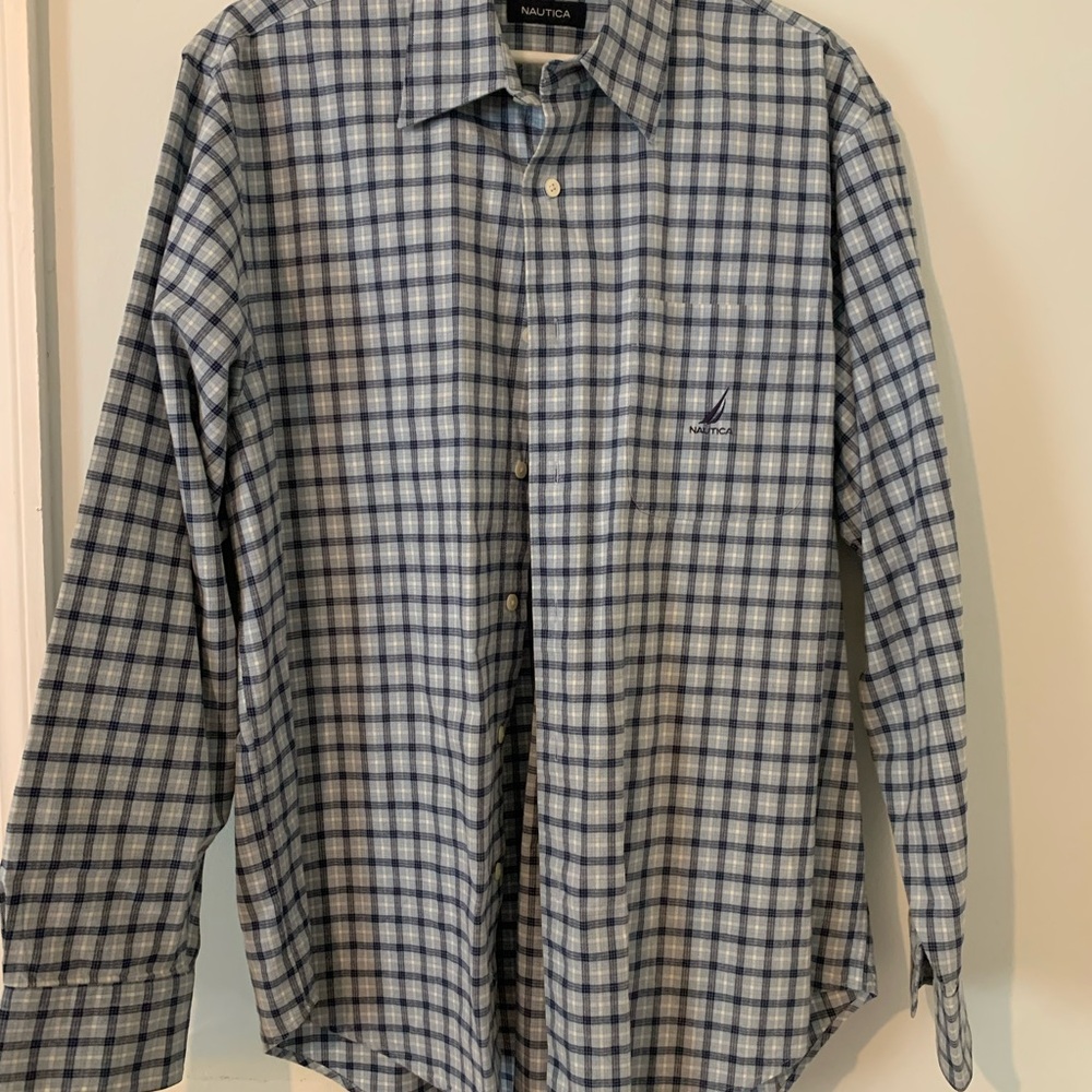 Nautica Men's Navy Plaid Button-Down Shirt